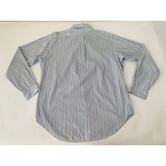 Ralph Lauren Shirt Mens 16 34/35 Classic Fit Blue White Striped Button Up Pony - Picture 2 of 8